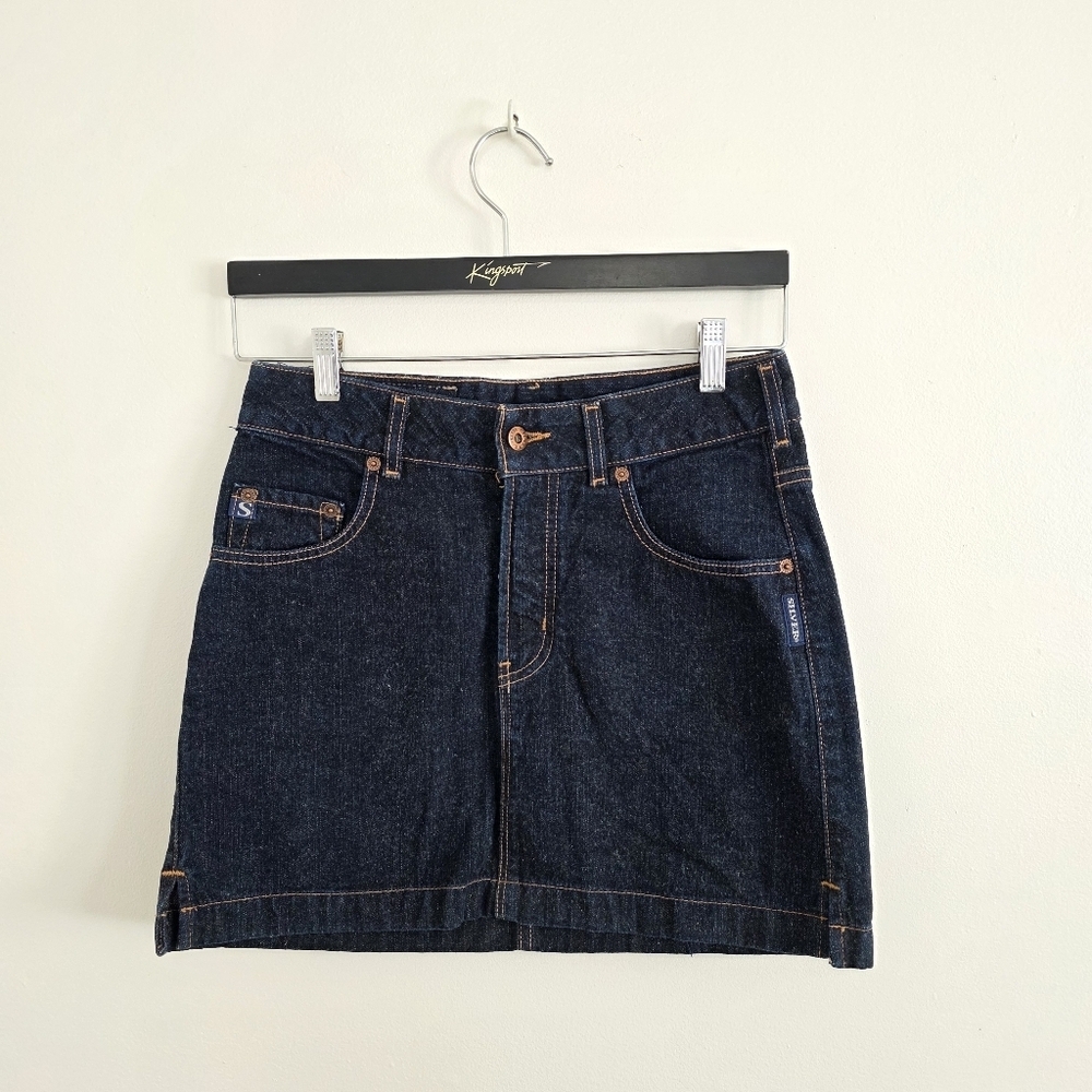 Silver Jeans Y2K Dark Indigo Denim Mini Skirt Jean Skirt